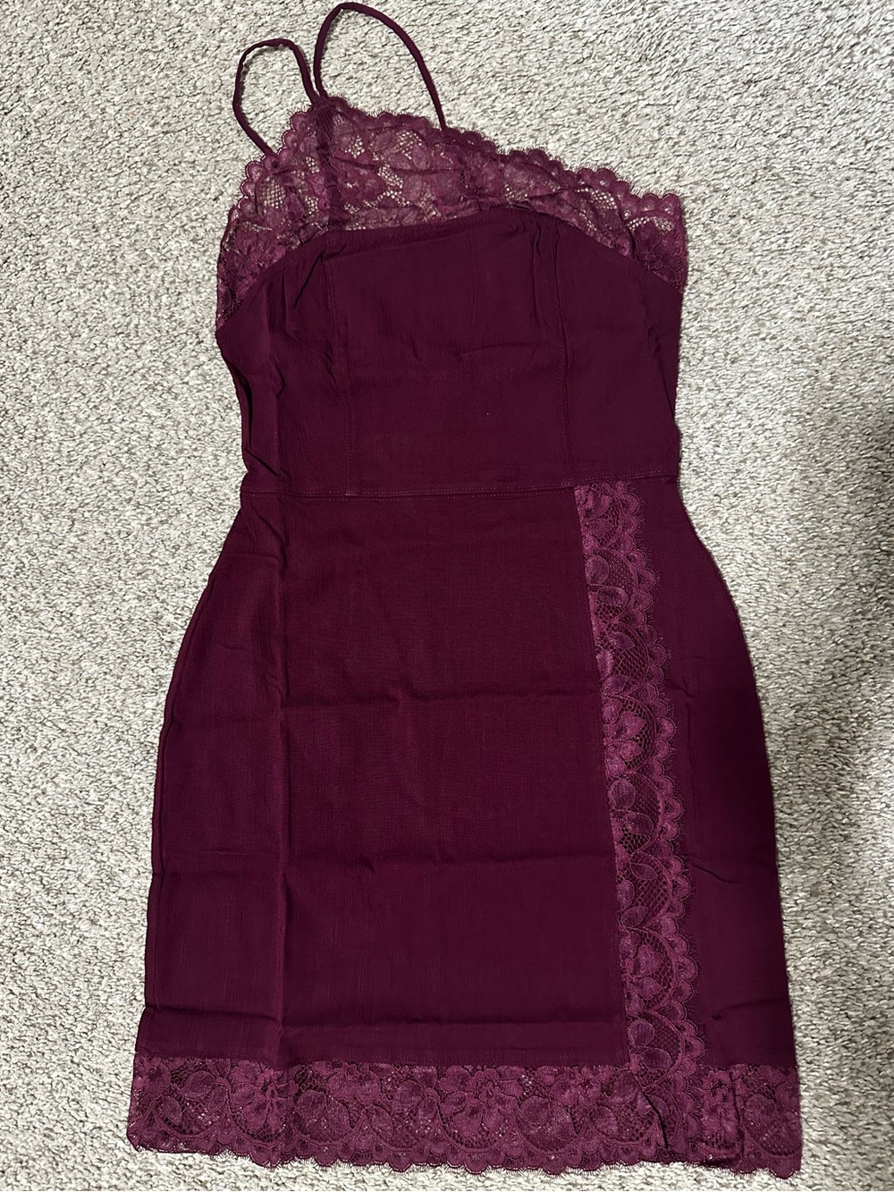 NWT Free People Wine Lace-Trim Mini Dress